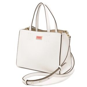 Kate Spade Sam Medium Satchel White with Pink Emblem
